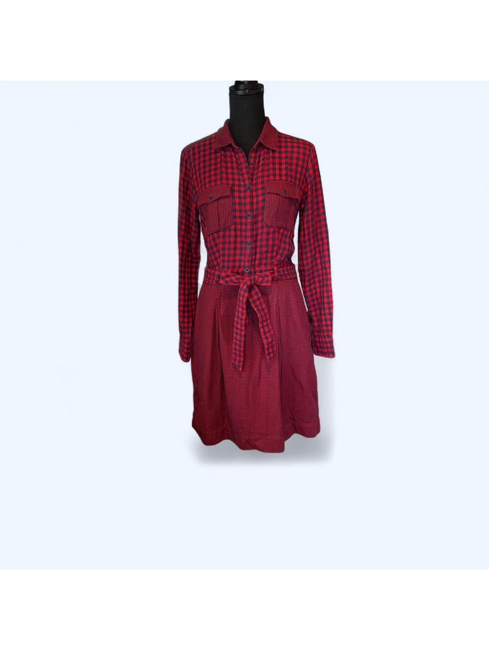 Brooks Brothers Red and navy Gingham Tie Waist Dress Size 6